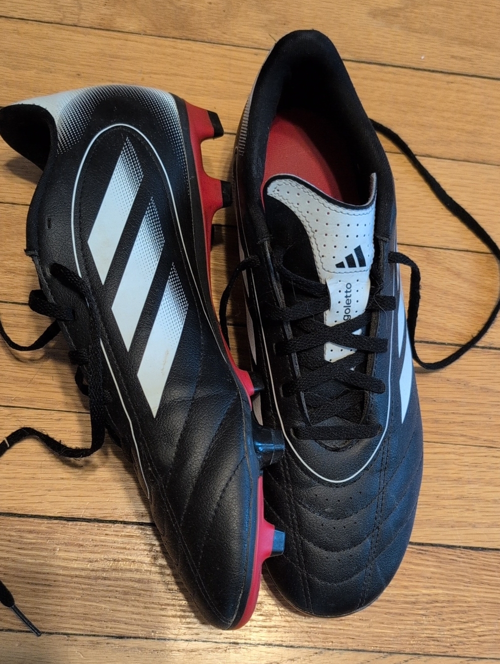 adidas Goletto IX FG/MG Soccer Cleats Black White Red Men’s  9.5
